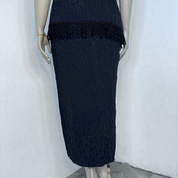 Vintage 90s Whimsigoth Fringe Two Piece Set Black Dark Boho Romantic Embroidered - Picture 8 of 9